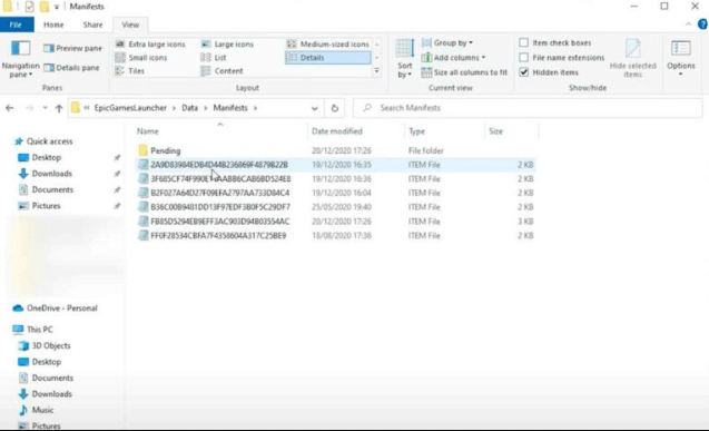GTA files in the manifest folder of epic games